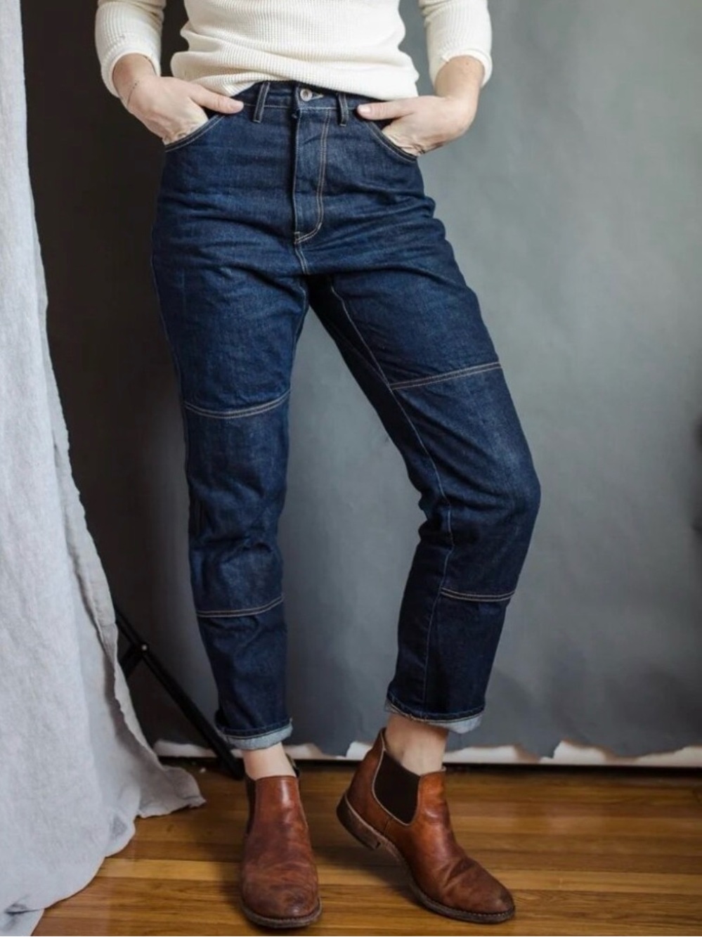 Gamine Workwear Sargent Dungarees High Rise Double Knee Utility Jeans Size 27